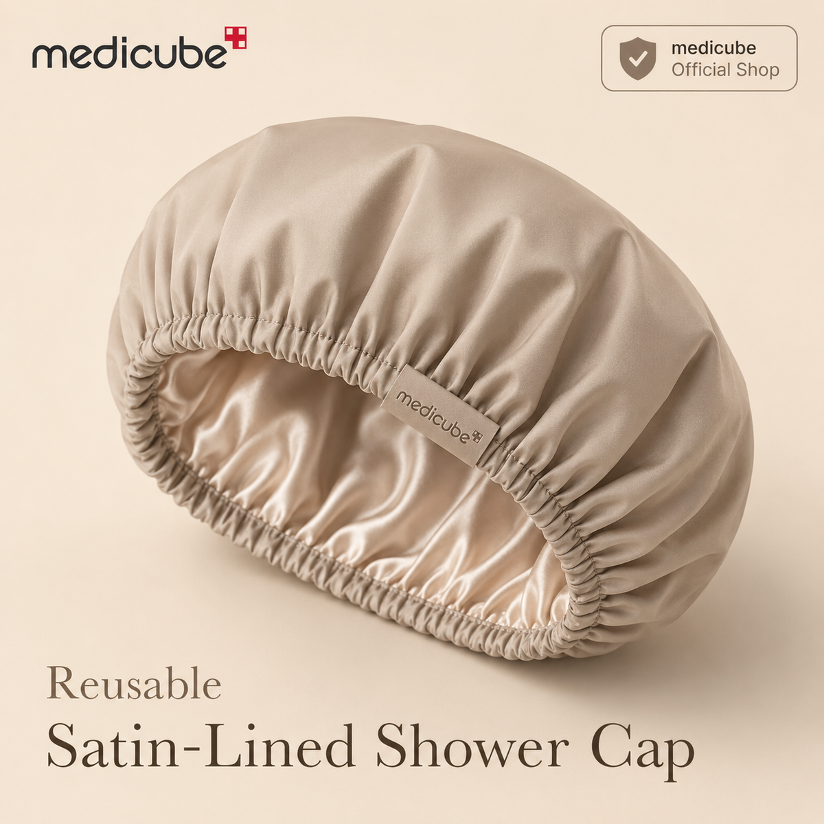 Medicube Reusable satin-lined shower cap