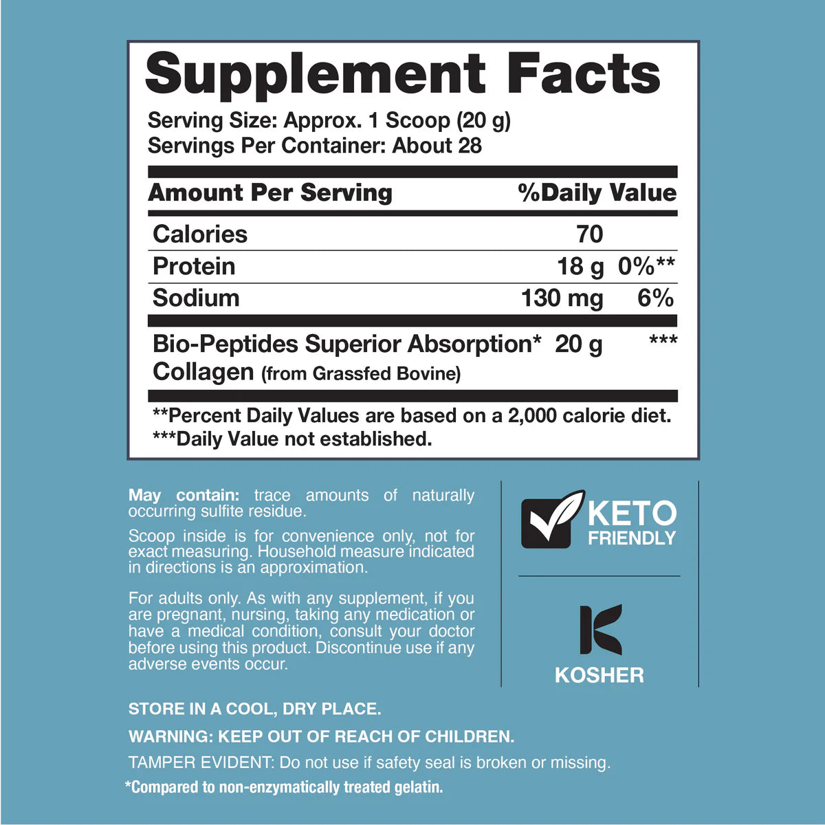 Bioactive Grass-Fed Collagen Powder – 20 oz( 567 g)