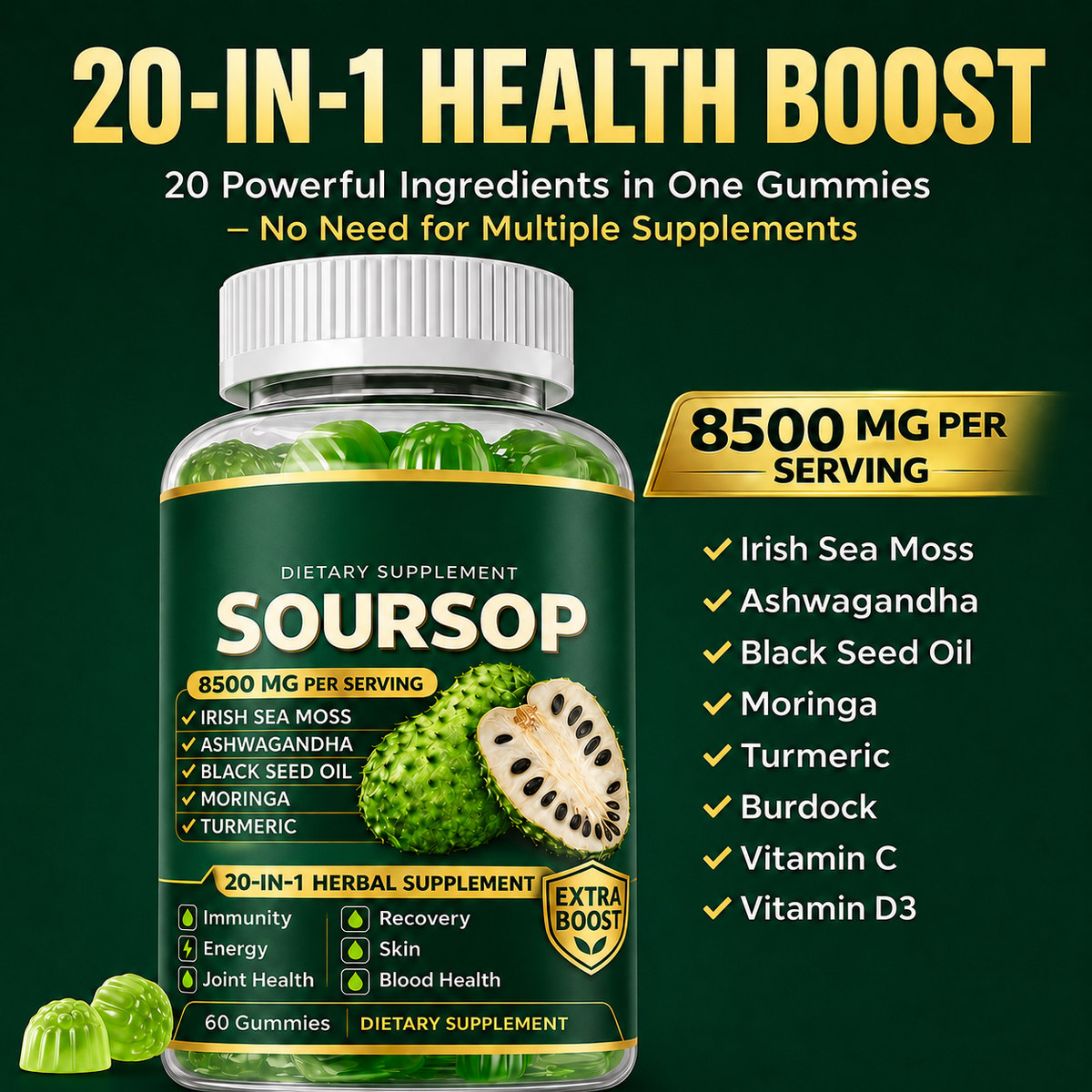 Sovana™ 20 in 1 Soursop Gummies