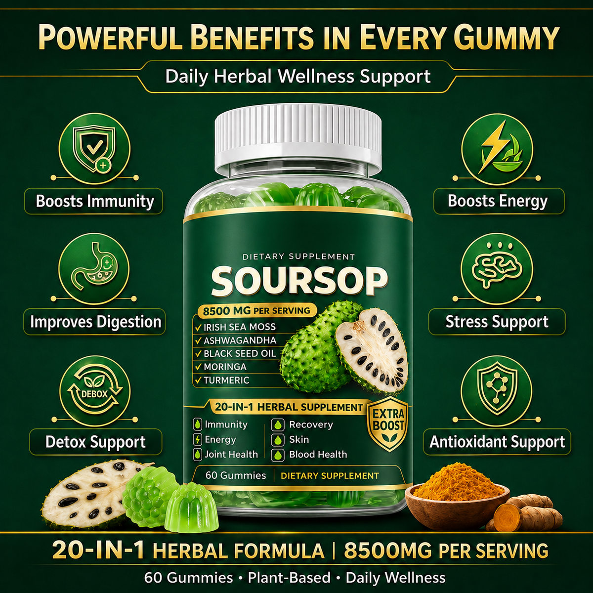 Sovana™ 20 in 1 Soursop Gummies