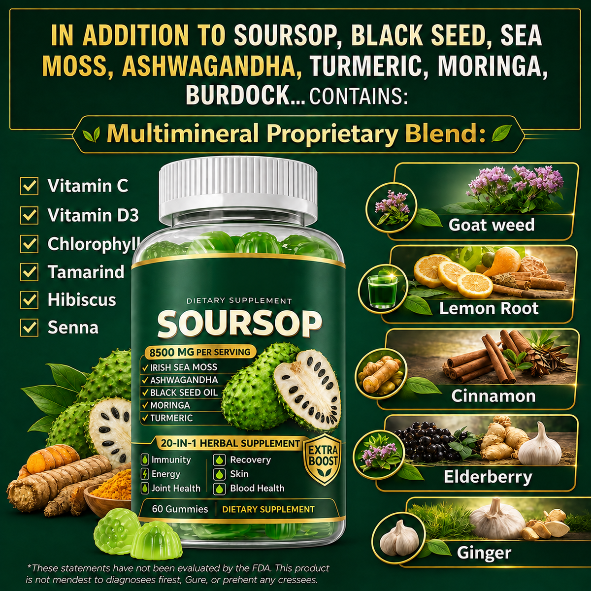 Sovana™ 20 in 1 Soursop Gummies