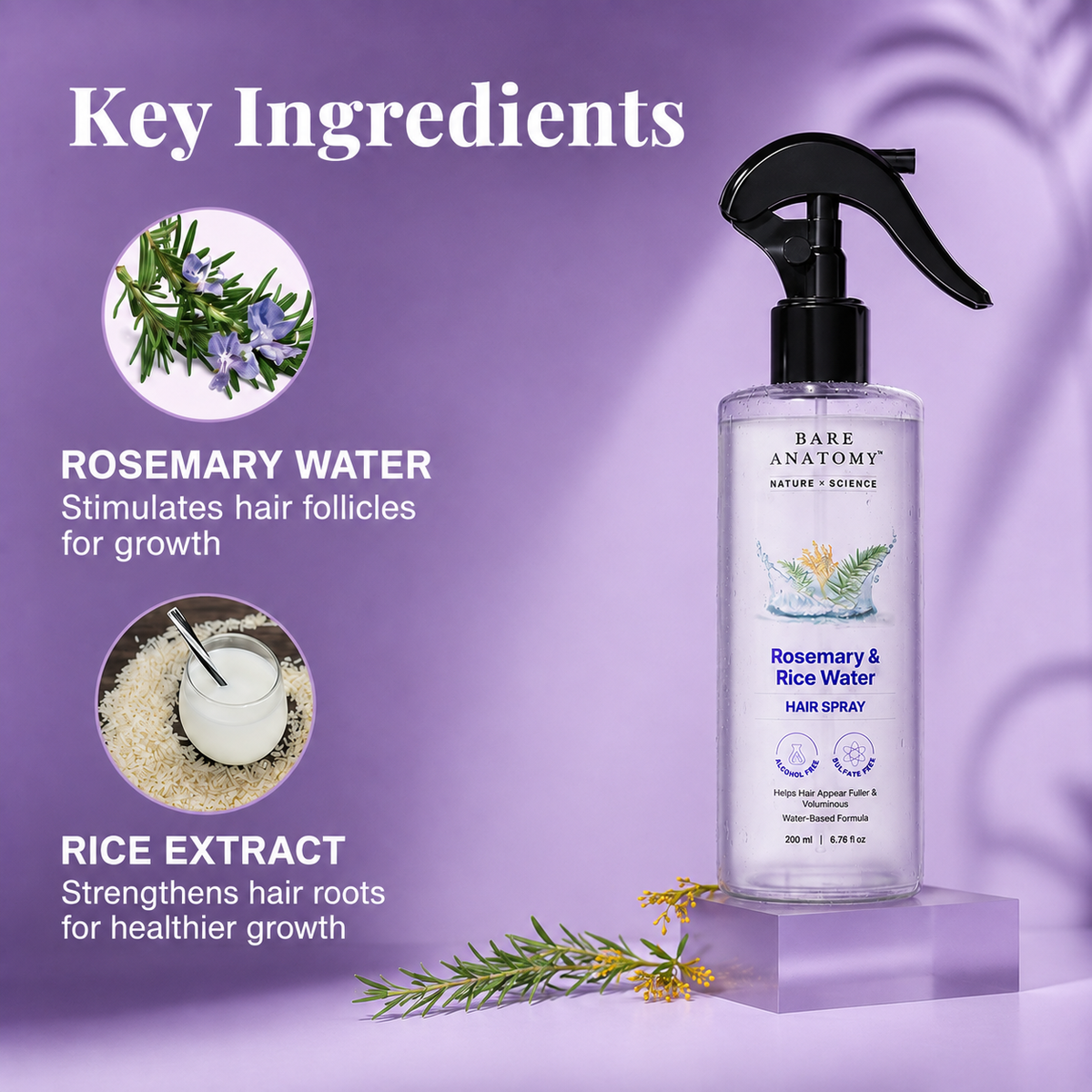 Rosemary + Rice Hair Growth Spray